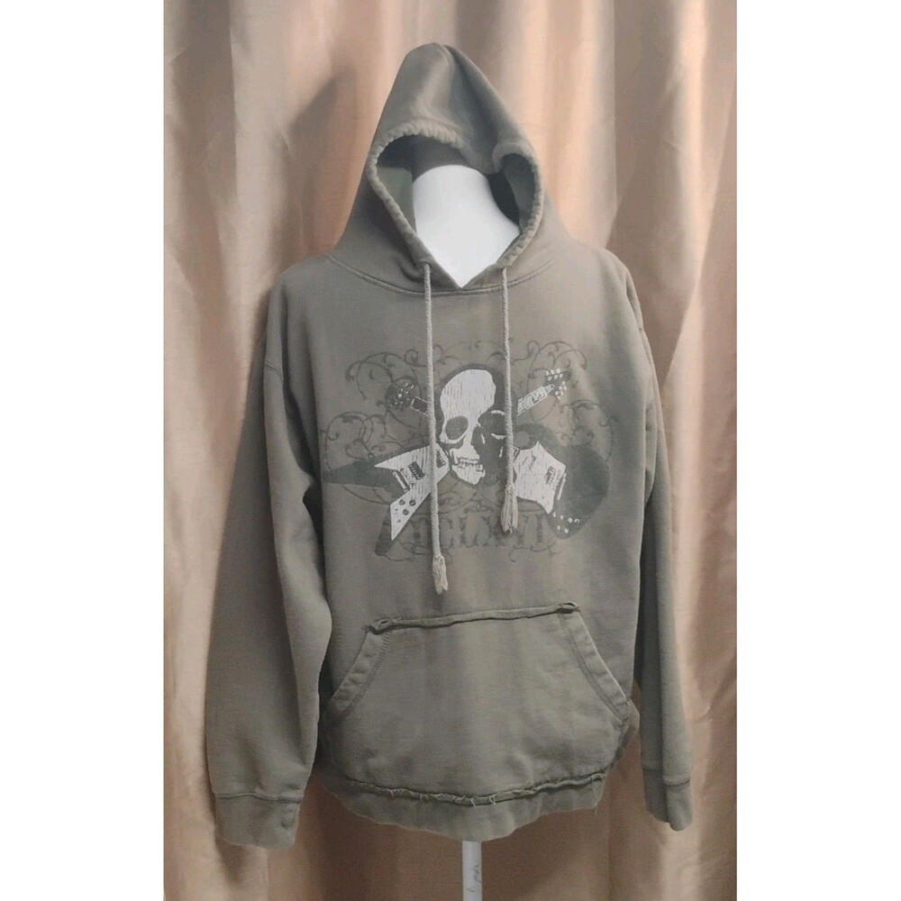 StreetWear Y2K Vintage Men's Grunge Rocker Skull Graphic Hoodie  Sweatshirt L